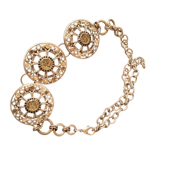 Oversized Chicos Embellished Chain Belt Large Medallions 70's Style Bling Silver - Picture 3 of 5